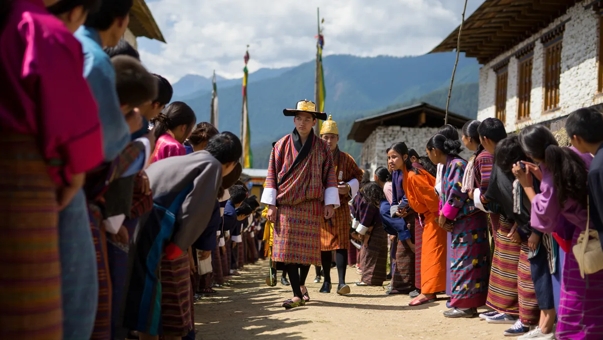 Égards culturels et pouvoir royal dans une démocratie — La monarchie bhoutanaise occupe une place singulière : bien que le pays soit une démocratie, le roi conserve une influence réelle et une présence attentive auprès des populations. Cette dynamique a contribué