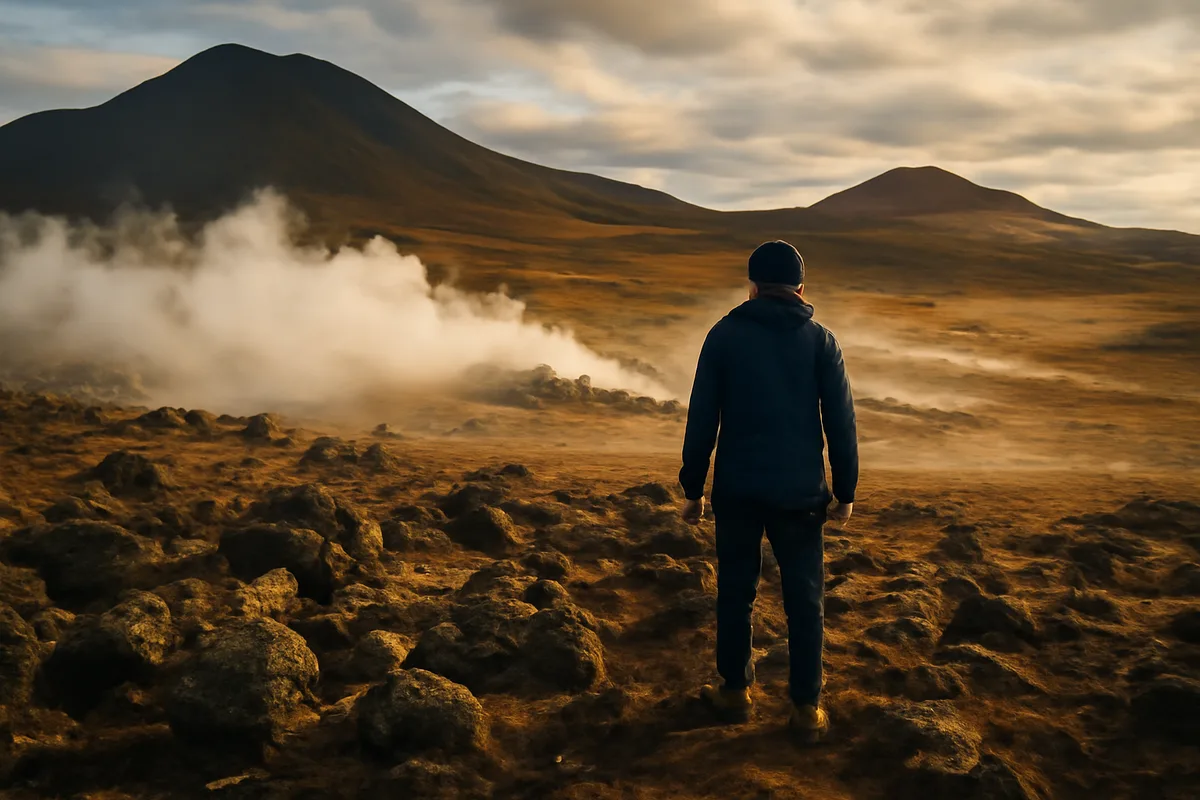 Nord volcanique et zones géothermiques — Pour des paysages plus volcaniques et une ambiance différente, le lac Mývatn et la région d’Akureyri offrent des champs de lave, des formations rocheuses et des zones géothermiques qui contrastent fortement avec le sud glaciaire.